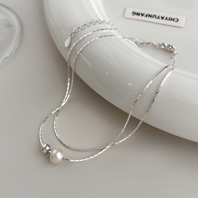 925 Sterling Silver Pearl Necklace Set of 5 for Elegant Women